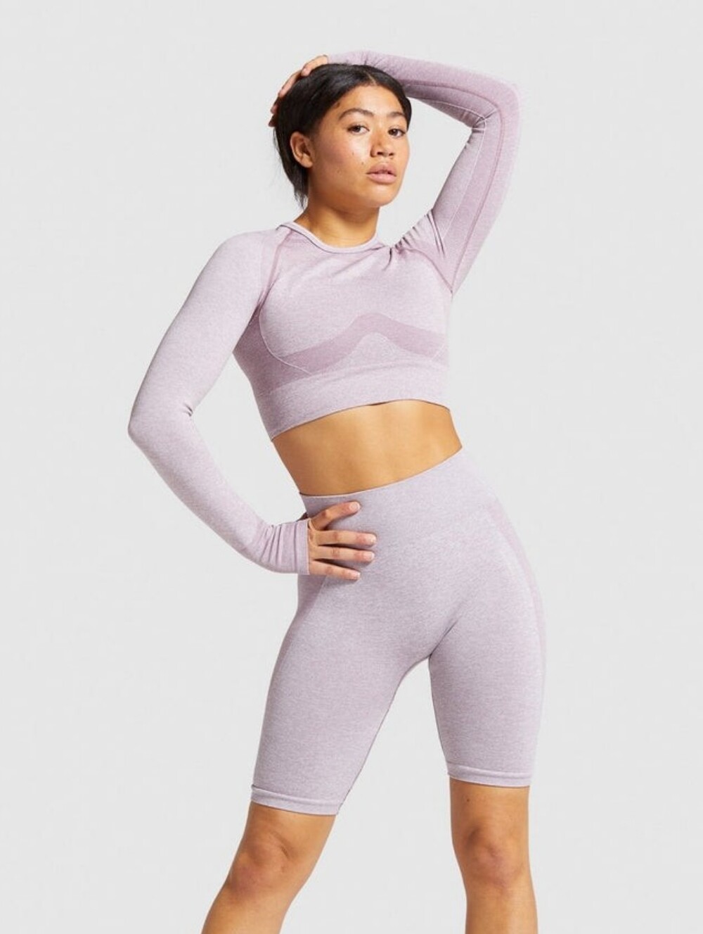 Gymshark - Flex Seamless Matching Set Long Sleeve Crop Top & Shorts - XS